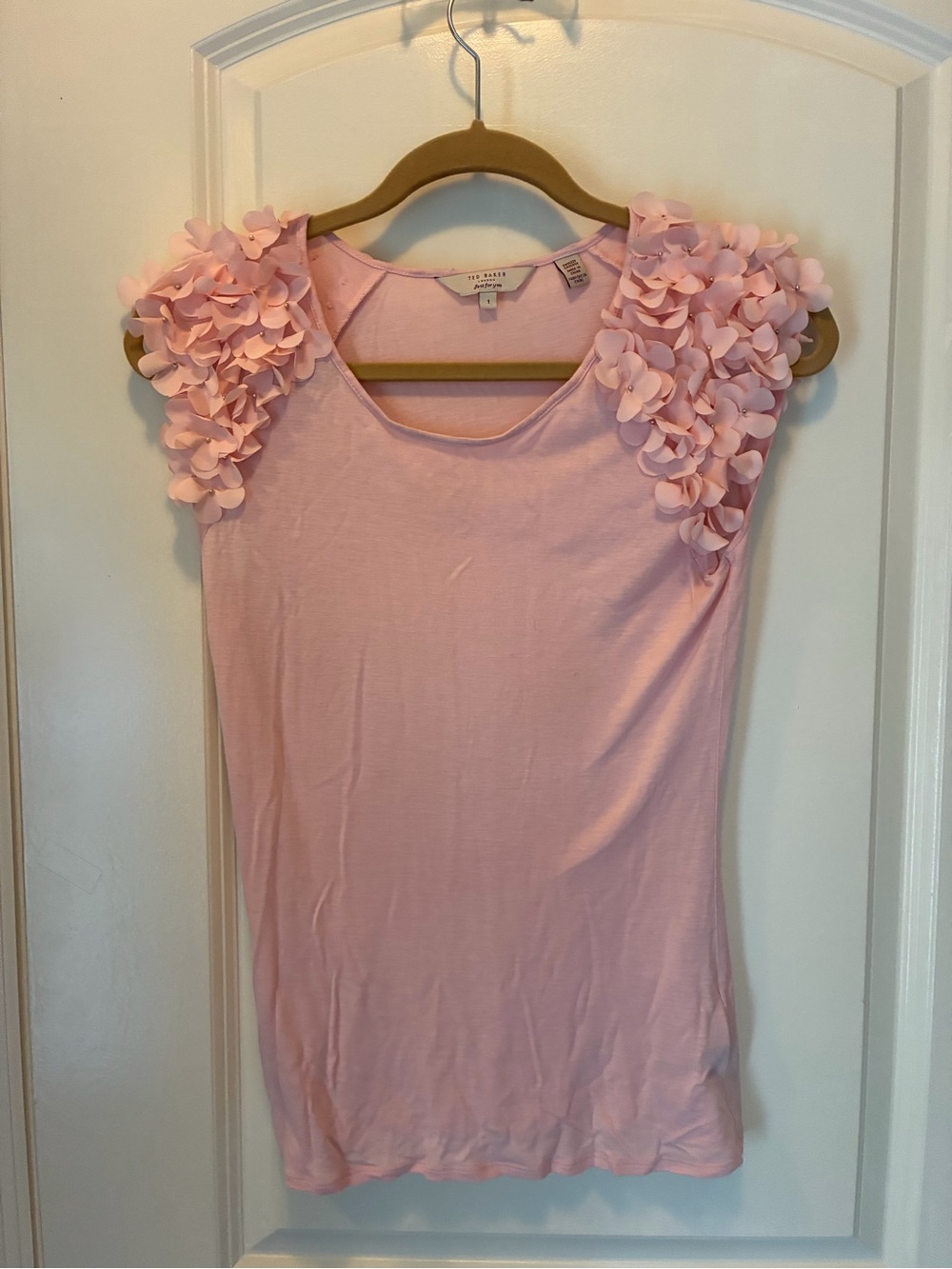 Ted BakerPink Floral Cap-Sleeve Tee